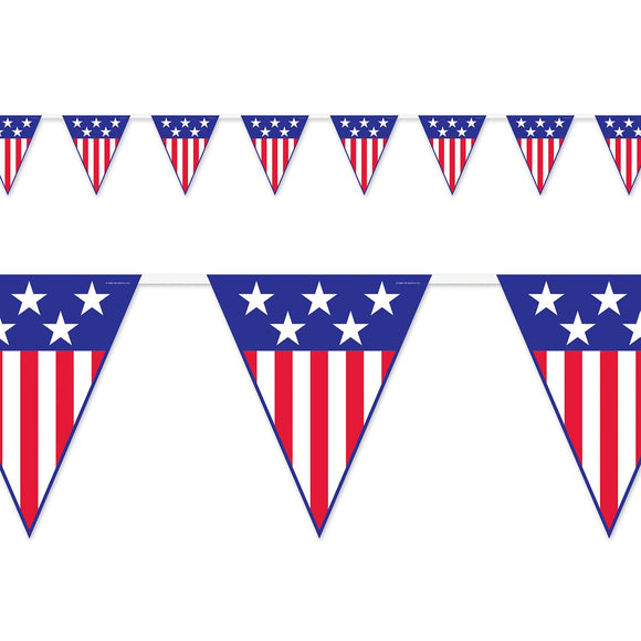 Beistle Spirit of America Pennant Banner, 12 ft 11 in  x 12' (1/Pkg) Party Supply Decoration : Patriotic