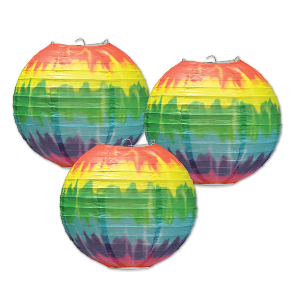 Beistle Tie Dye Paper Lanterns (3 Paper Lanterns Per Package) - Party Supply Decoration for 60's