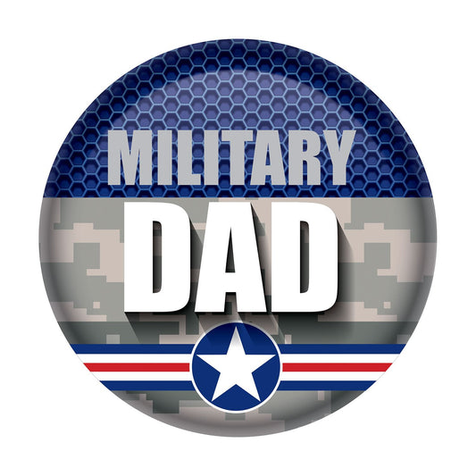 Beistle Military Dad Button - Party Supply Decoration for Patriotic