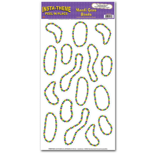 Beistle Mardi Gras Beads Peel 'N Place - Party Supply Decoration for Mardi Gras