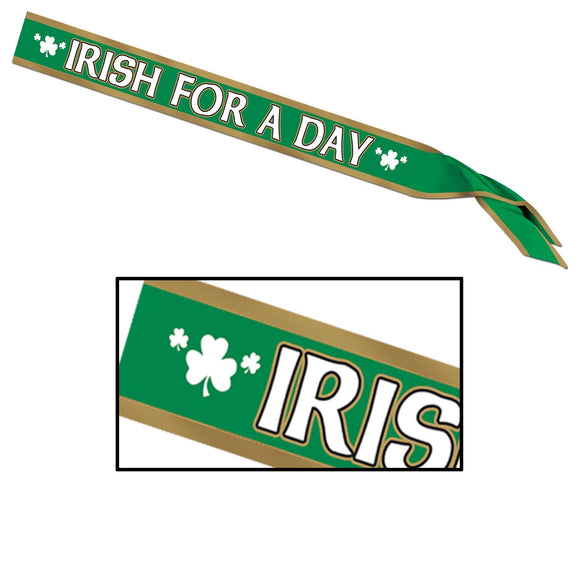 Beistle Irish For A Day Satin Sash - Party Supply Decoration for St. Patricks