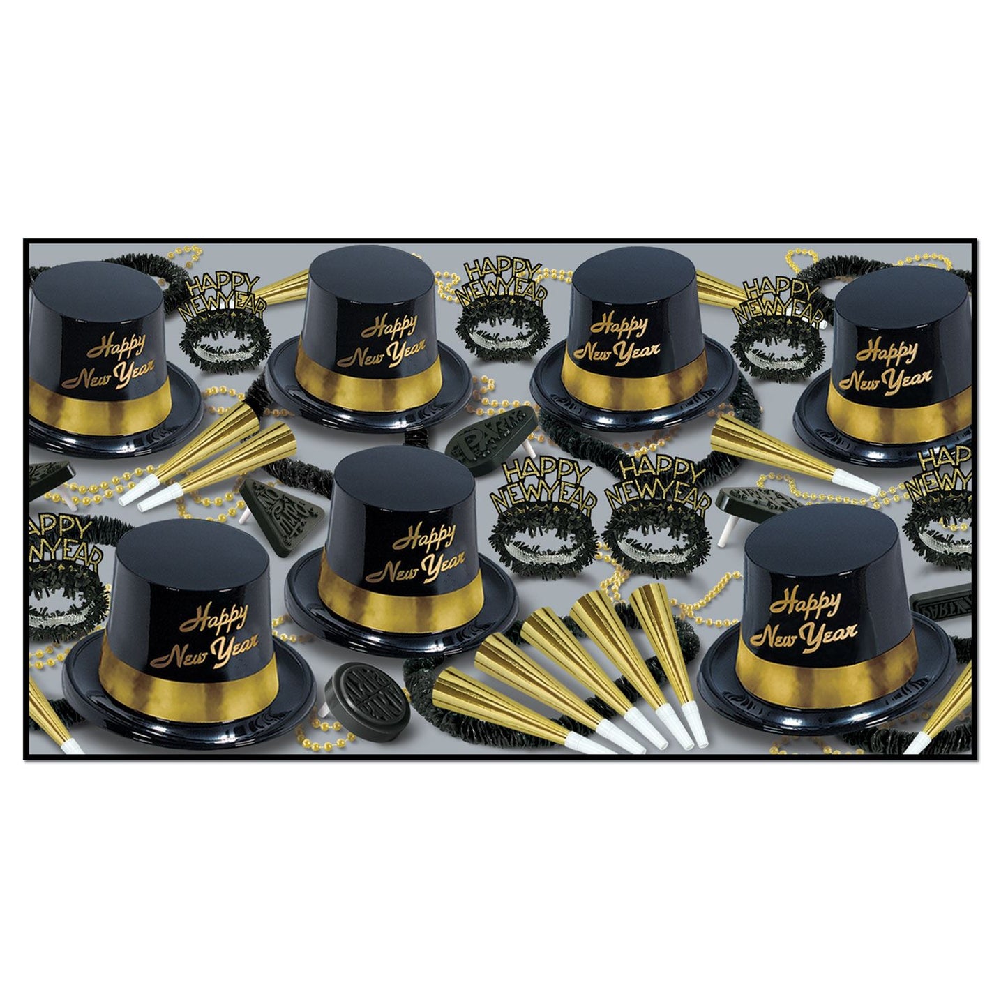 Beistle Gold Legacy New Year Assortment (for 25 people) - Party Supply Decoration for New Years