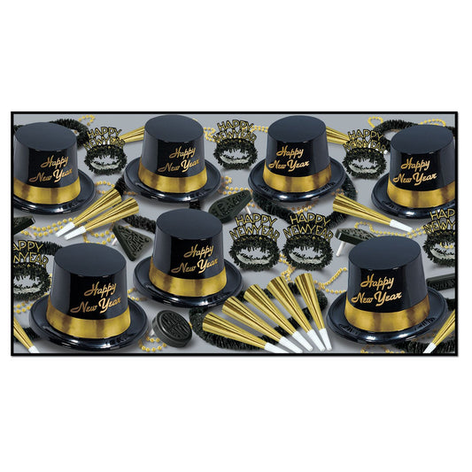 Beistle Gold Legacy New Year Assortment (for 25 people) - Party Supply Decoration for New Years