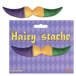 Beistle Green Gold and Purple Hairy Mustache - Party Supply Decoration for Mardi Gras