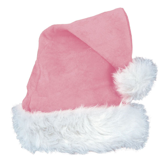 Beistle Pink Velvet Santa Hat w/Plush Trim  (1/Card) Party Supply Decoration : Christmas/Winter