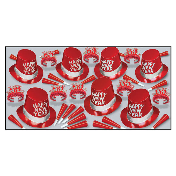 Beistle Simply Red New Year Assortment (for 50 people) - Party Supply Decoration for New Years