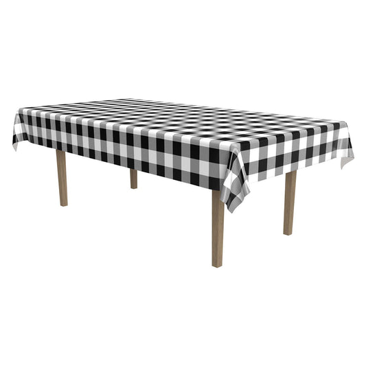 Beistle Black Plaid Tablecover 54 in  x 108 in  (1/Pkg) Party Supply Decoration : General Occasion