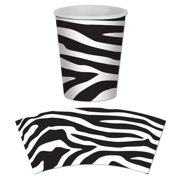 Beistle Zebra Print Hot/Cold Cups (8/pkg) - Party Supply Decoration for Jungle