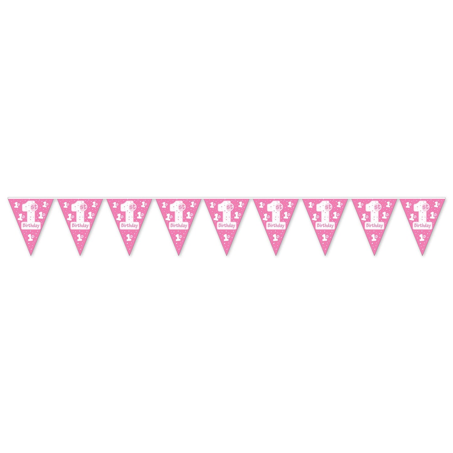 Beistle 1st Birthday Pennant Banner (Pink) 11 in  x 12' (1/Pkg) Party Supply Decoration : 1st Birthday