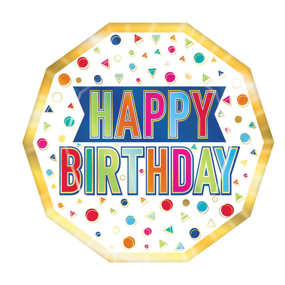 Beistle Happy Birthday Decagon Plates - Party Supply Decoration for Birthday