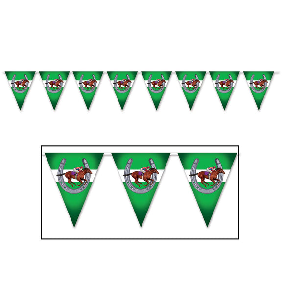 Beistle Horse Racing Pennant Banner 11 in  x 12' (1/Pkg) Party Supply Decoration : Derby Day