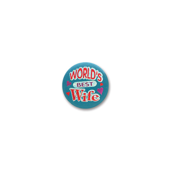Beistle World's Best Wife Satin Button - Party Supply Decoration for Mothers/Fathers Day