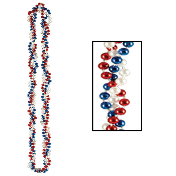 Beistle Red, White, and Blue Braided Beads (1/pkg) - Party Supply Decoration for Patriotic