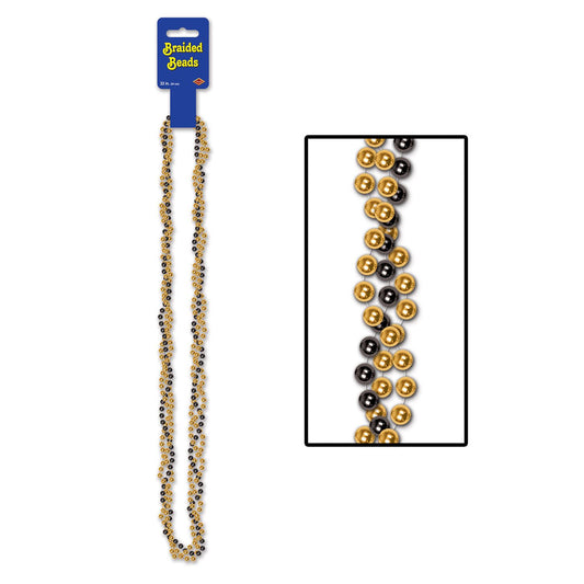 Beistle Black and Gold Braided Beads (1/pkg) - Party Supply Decoration for General Occasion