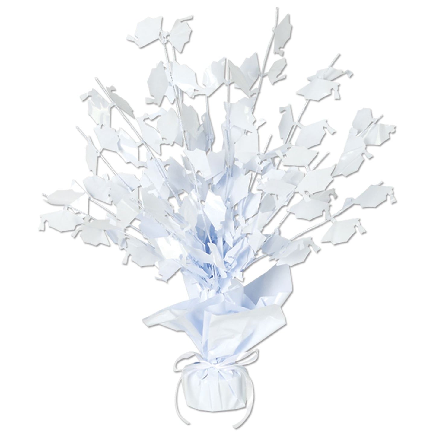 Beistle White Graduate Cap Gleam N Burst Centerpiece 15 in  (1/Pkg) Party Supply Decoration : Graduation