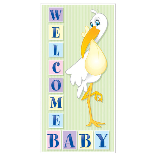 Beistle Welcome Baby Door Cover - Party Supply Decoration for Baby Shower