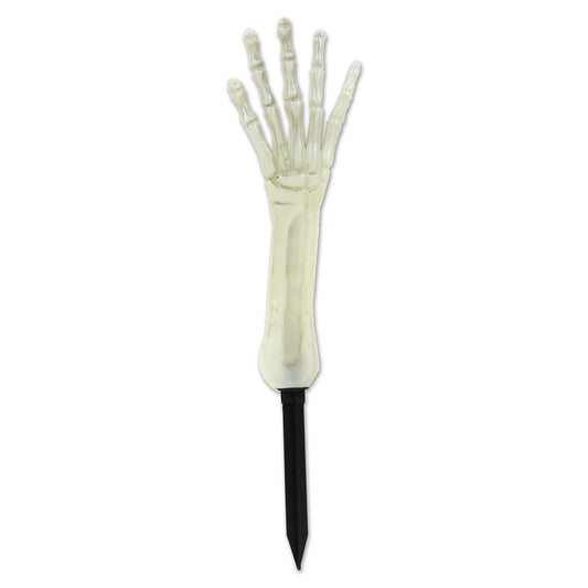 Beistle Nite-Glo Skeleton Hand Yard Stake - Party Supply Decoration for Halloween