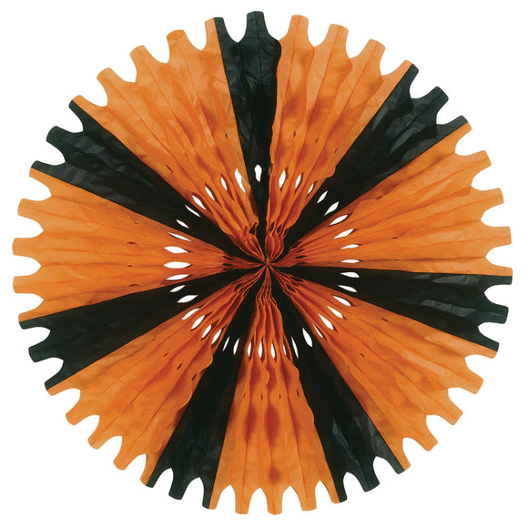 Beistle Orange and Black Art-Tissue Fan - Party Supply Decoration for Halloween