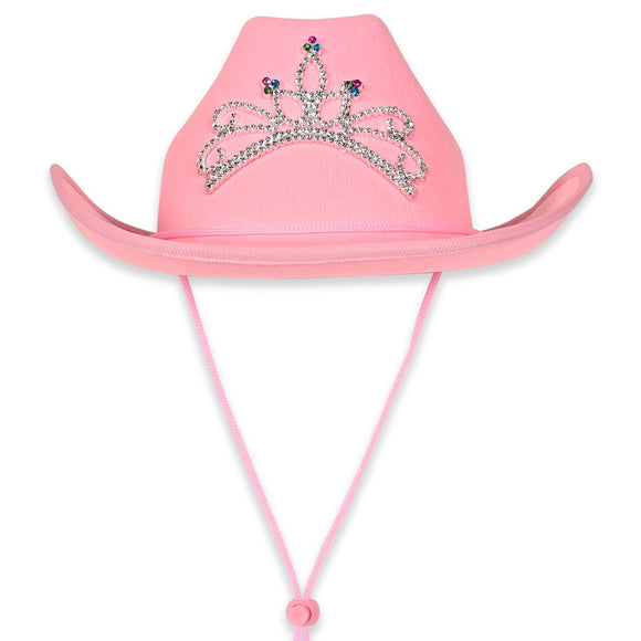Beistle Pink Felt Cowgirl Hat w/Tiara   Party Supply Decoration : Western
