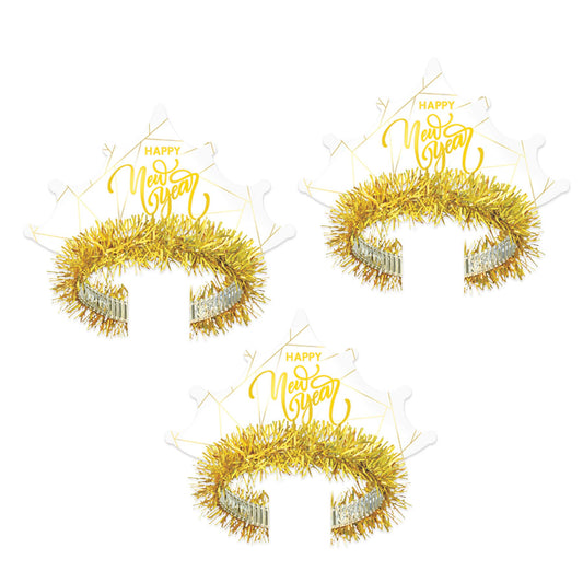 Beistle White New Year Gold Tiara (50 per pack) - Party Supply Decoration for New Years