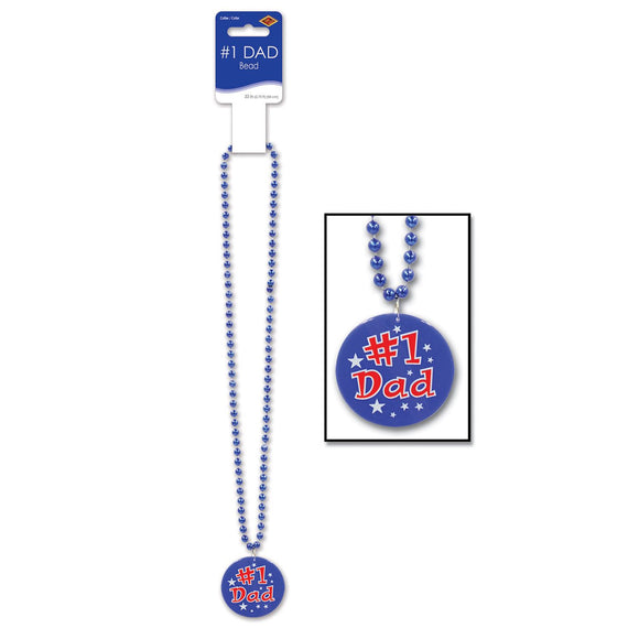Beistle Blue Bead with Number 1 Dad Medallion (1 piece) - Party Supply Decoration for Mothers/Fathers Day