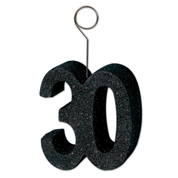 Beistle Black Glittered 30 Photo/Balloon Holder (6/Pkg) - Party Supply Decoration for Over-The-Hill