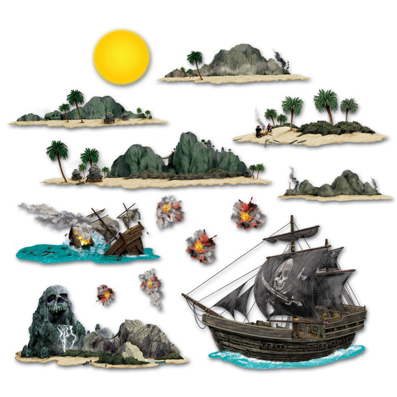Beistle Pirate Ship and Island Props - Party Supply Decoration for Pirate