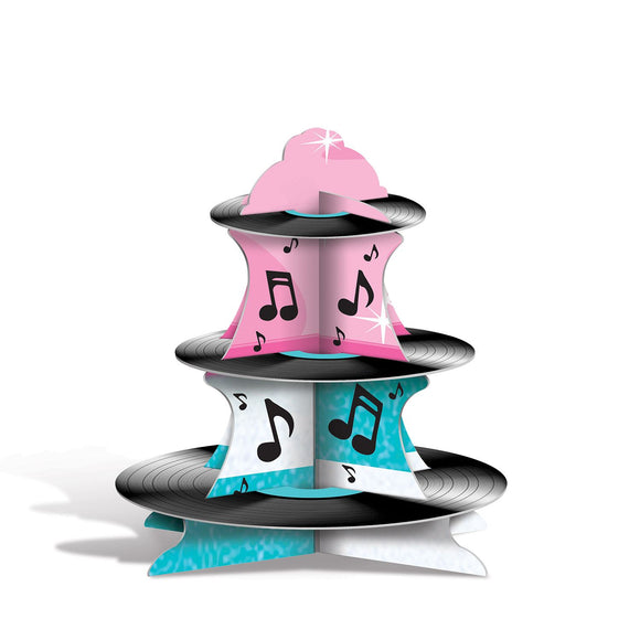 Beistle Rock & Roll Record Cupcake Stand - Party Supply Decoration for 50's/Rock & Roll