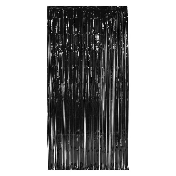 Beistle Black 1-Ply Gleam N Curtain - Party Supply Decoration for General Occasion