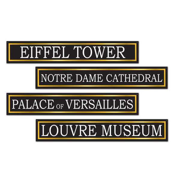 Beistle French Street Signs Cutouts 4 in  x 24 in  (4/Pkg) Party Supply Decoration : French