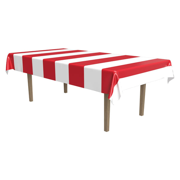 Beistle Red and White Striped Plastic Tablecover 54 in  x 108 in  (1/Pkg) Party Supply Decoration : Pirate