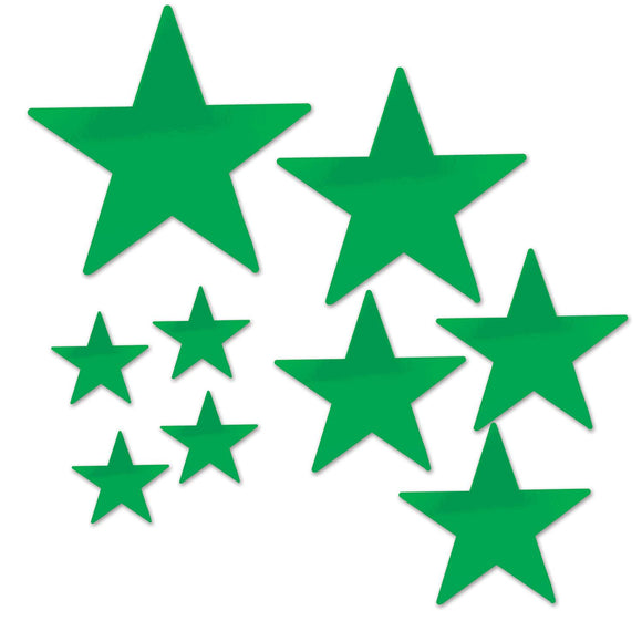 Beistle Pkgd Foil Star Cutouts - Green Asstd (9/Pkg) Party Supply Decoration : General Occasion