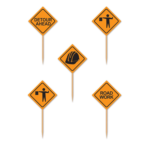 Beistle Construction Signs Picks 20.5 in  (50/Pkg) Party Supply Decoration : Construction