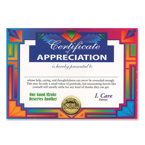 Beistle Certificate of Appreciation Award Certificates - Party Supply Decoration for General Occasion