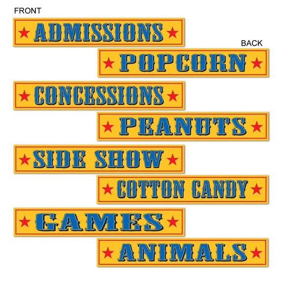Beistle Circus Sign Cutouts (4/pkg) 4 in  x 24 in  (4/Pkg) Party Supply Decoration : Circus