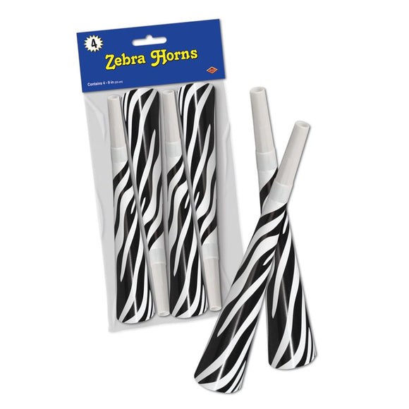 Beistle Packaged Zebra Horns (4/Pkg) - Party Supply Decoration for Jungle