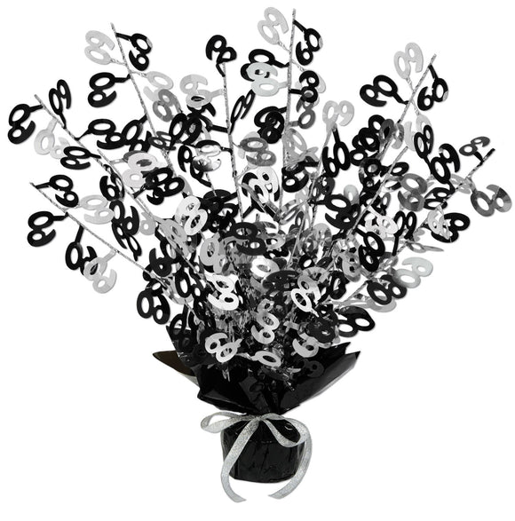 Beistle 60th Gleam N Burst Centerpiece (Black & Silver) 15 in  (1/Pkg) Party Supply Decoration : Over-The-Hill