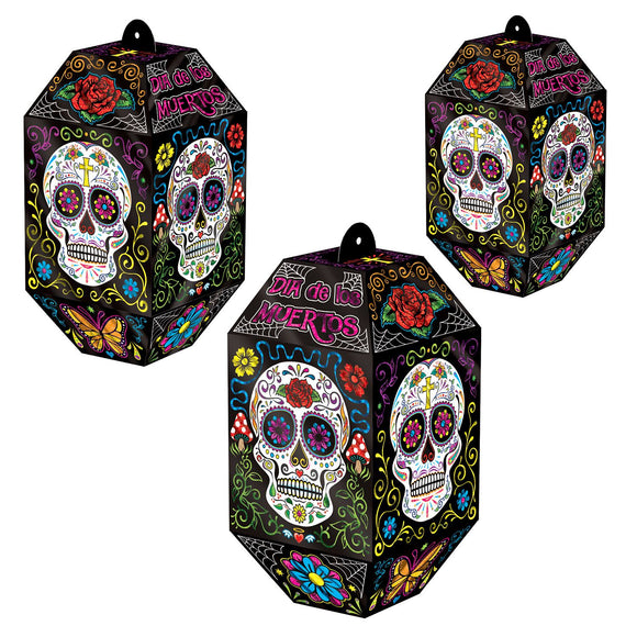Beistle Foil Day Of The Dead Paper Lanterns - Party Supply Decoration for Day of the Dead