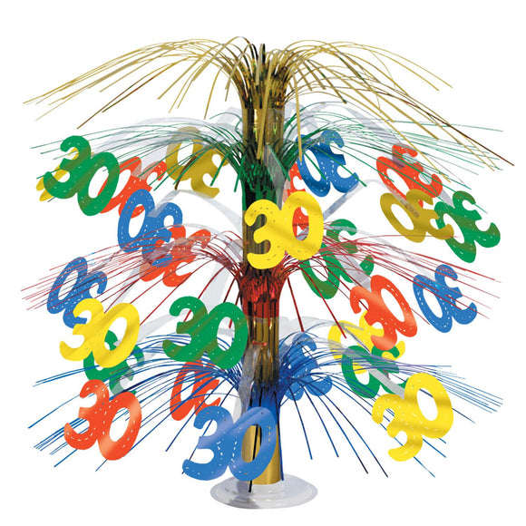 Beistle Multi-Color 30th Cascade Centerpiece 18 in  (1/Pkg) Party Supply Decoration : Birthday-Age Specific