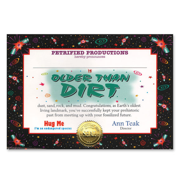 Beistle Older Than Dirt Certificate - Party Supply Decoration for Over-The-Hill