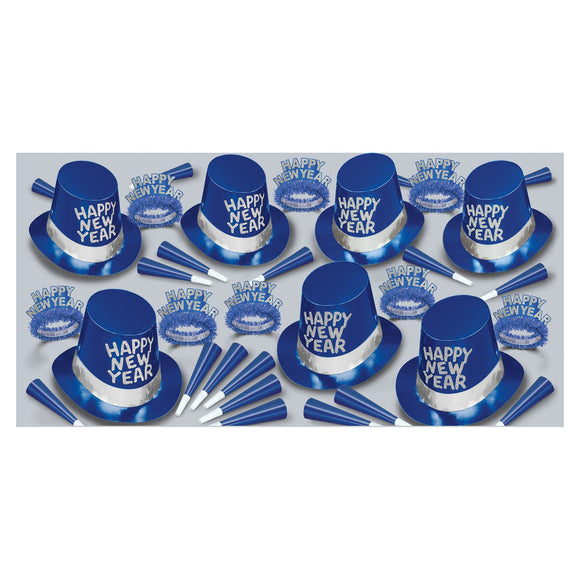 Beistle Blue Ice New Year Assortment (for 50 people) - Party Supply Decoration for New Years