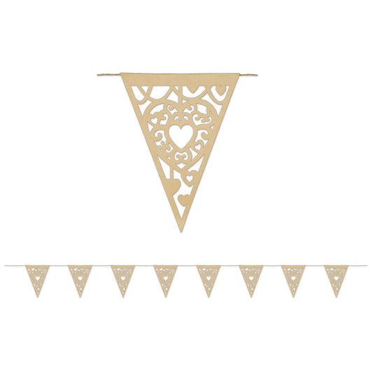 Beistle Die-Cut Kraft Paper Heart Pennant Banner 90.25 in  x 12' (1/Pkg) Party Supply Decoration : Wedding