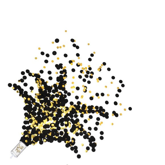 Beistle Push Up Confetti Poppers - Black & Gold - Party Supply Decoration for New Years