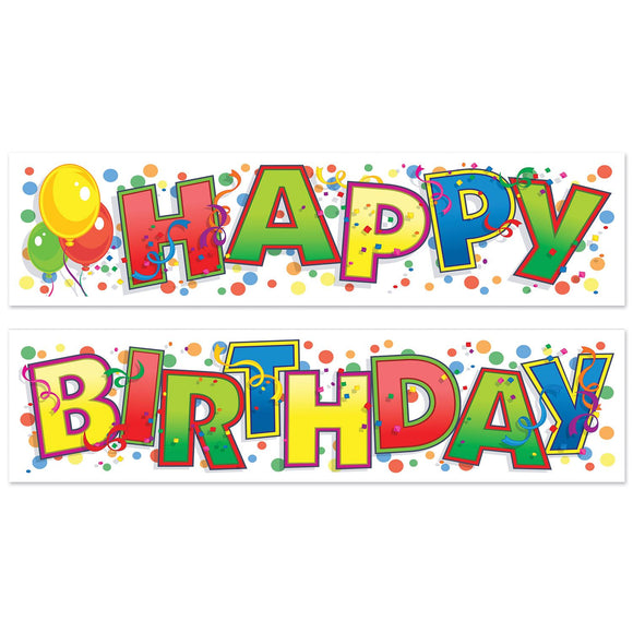 Beistle Happy Birthday Banner 15 in  x 5' (2/Pkg) Party Supply Decoration : Birthday