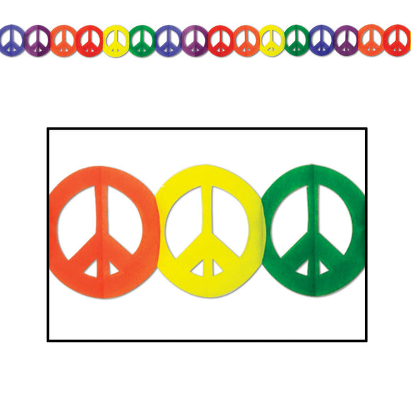 Beistle Multi-Color Peace Sign Garland 50.75 in  x 12' (1/Pkg) Party Supply Decoration : 60's