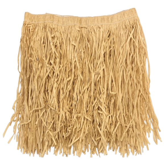 Beistle Natural Adult Mini Paper Raffia Hula Skirt (1/Pkg) - Party Supply Decoration for Luau