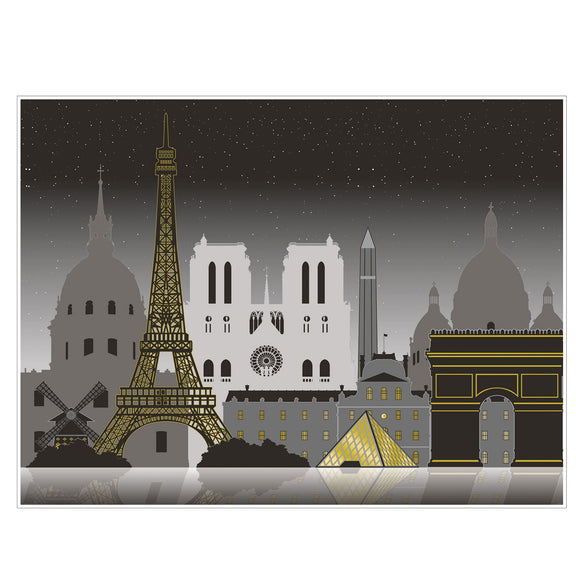 Beistle Paris Cityscape Insta-Mural - Party Supply Decoration for French