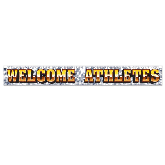 Beistle Metallic Welcome Athletes Fringe Banner 70.5 in  x 5' (1/Pkg) Party Supply Decoration : Sports