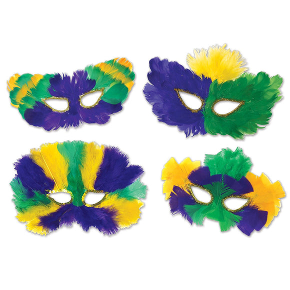 Beistle Mardi Gras Fanci-Feather Mask (Sold Individually) - Party Supply Decoration for Mardi Gras