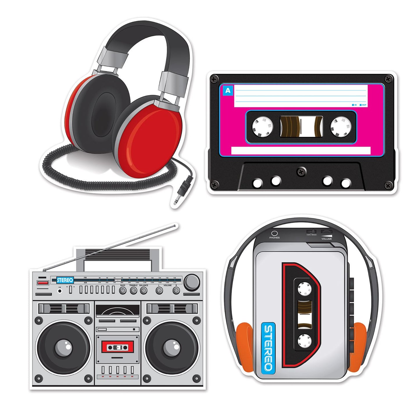 Beistle Cassette Player Cutouts   (4/Pkg) Party Supply Decoration : 80's